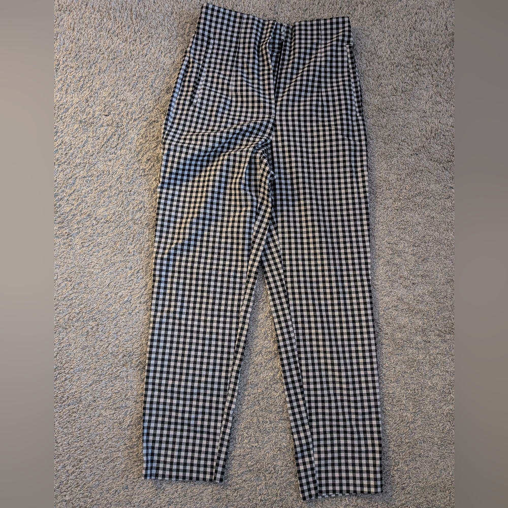 Zara Women's High-Waisted Gingham Pants (S)